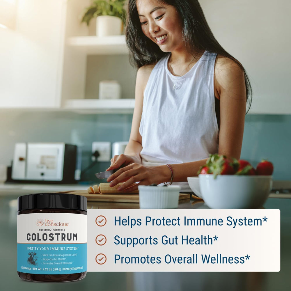Two-pack Live Conscious Colostrum bottles shown for value.