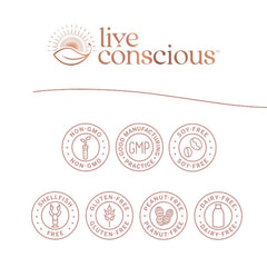 Live Conscious CurcuWell capsules closeup with golden capsules for easy swallowing