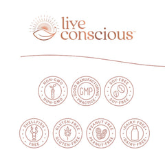 Live Conscious packaging with nutrition facts and D3 5000 IU label