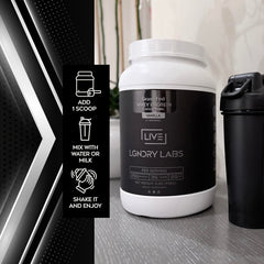 LIVE LGNDRY LABS 27-serving tub provides consistent fueling across training weeks.