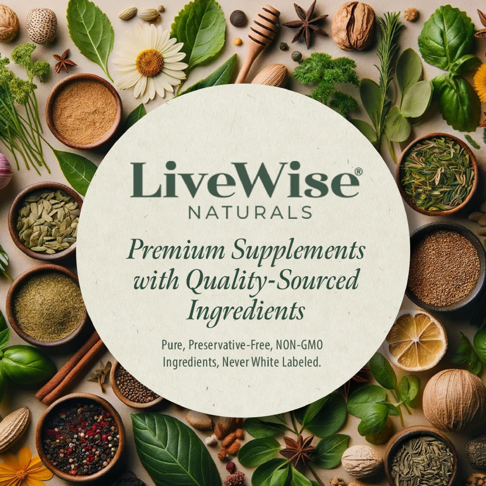 Live Wise Naturals B12 liquid amber bottle protects potency from light.