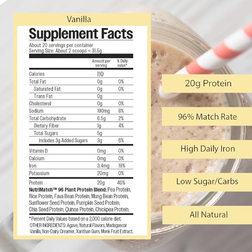 LiveComplete NutriMatch Vanilla tub opened with scoop for smooth post-workout mix