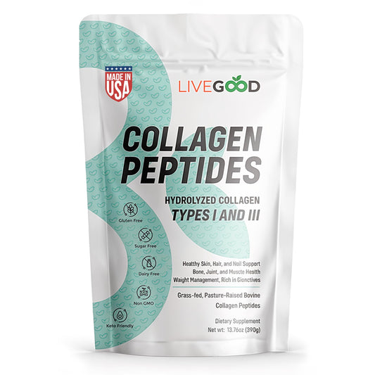 LIVEGOOD Collagen Peptides bottle for daily joint and skin support.
