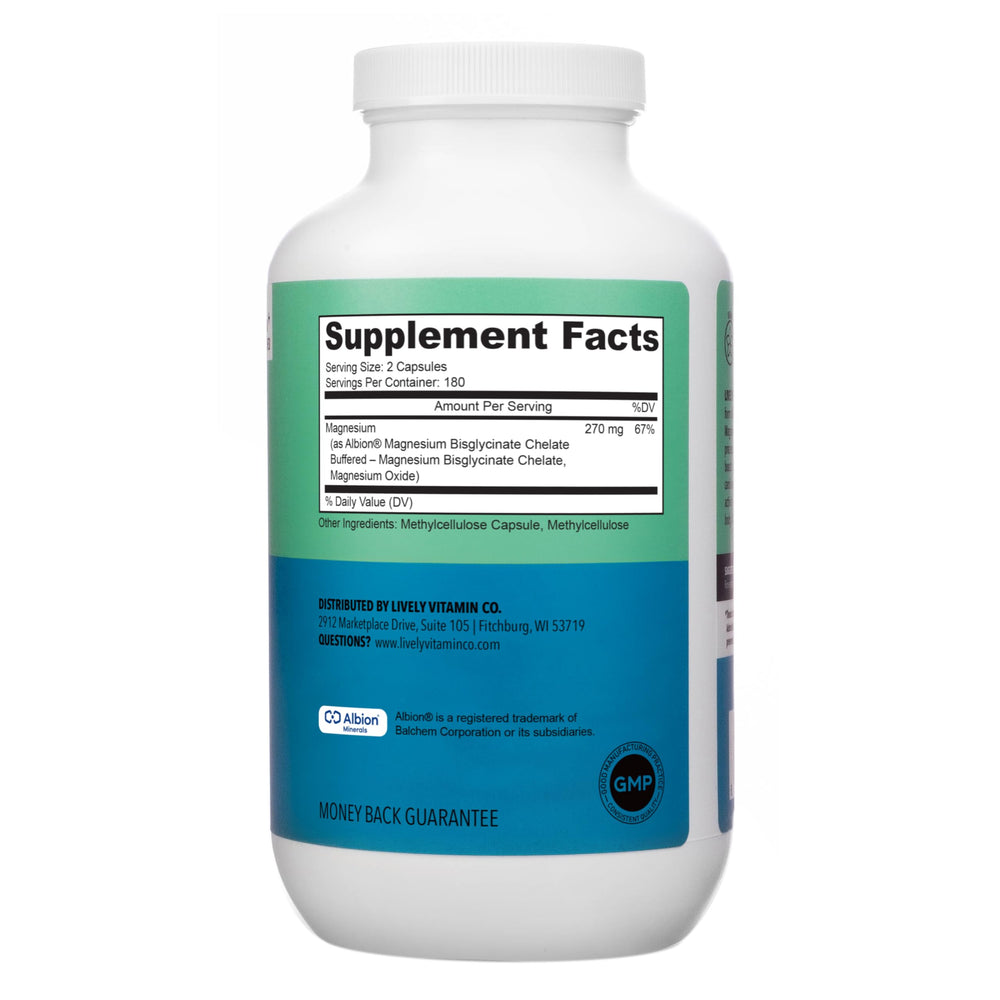 Capsules close-up showing chelated magnesium for absorption