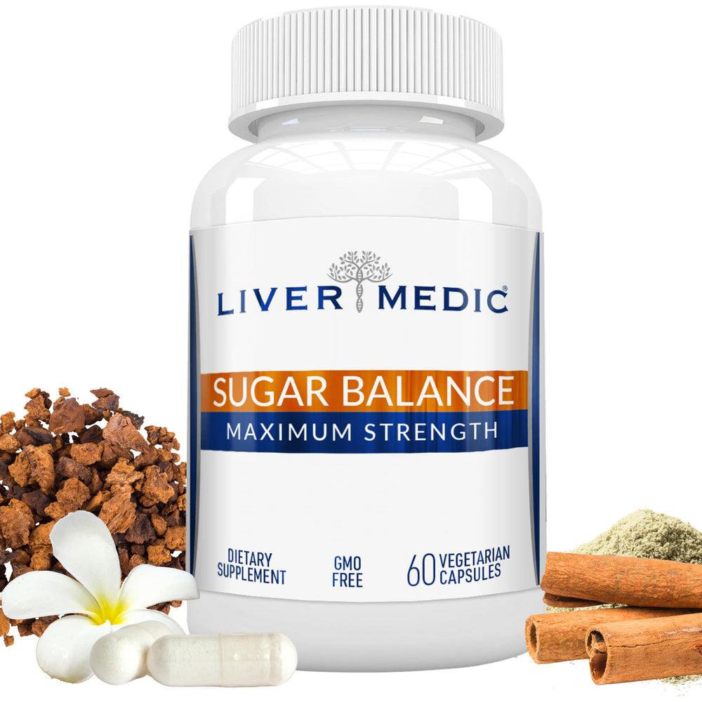 Liver Medic Blood Sugar Complex bottle with capsules for daily energy support