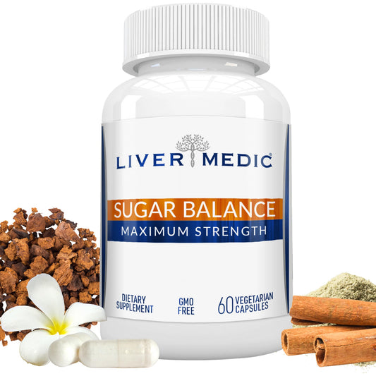 Liver Medic Blood Sugar Complex bottle with capsules for daily energy support