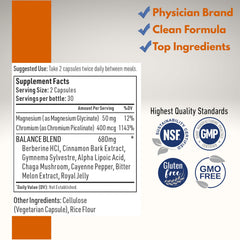 Liver Medic Blood Sugar Complex capsules close-up highlighting non-GMO formula