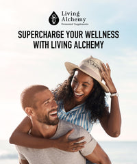 Living Alchemy Your Flora Probiotic Soothe fermentation process image highlights Symbio Kefir-Kombucha method.