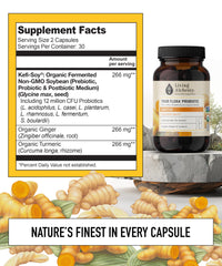 Living Alchemy Your Flora Probiotic Soothe packaging highlights fermentation and probiotic benefits.