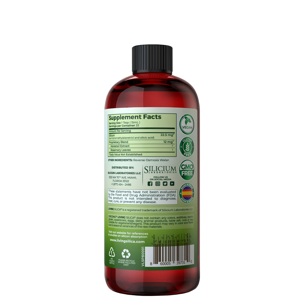 Living Silica capsule closeup highlights the vegan, clean formula for daily intake.