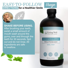 Back label view showcases fluoride-free and alcohol-free formula