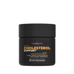 Livingood Daily Cholesterol Support capsules promote heart-friendly lipid balance for daily wellness.