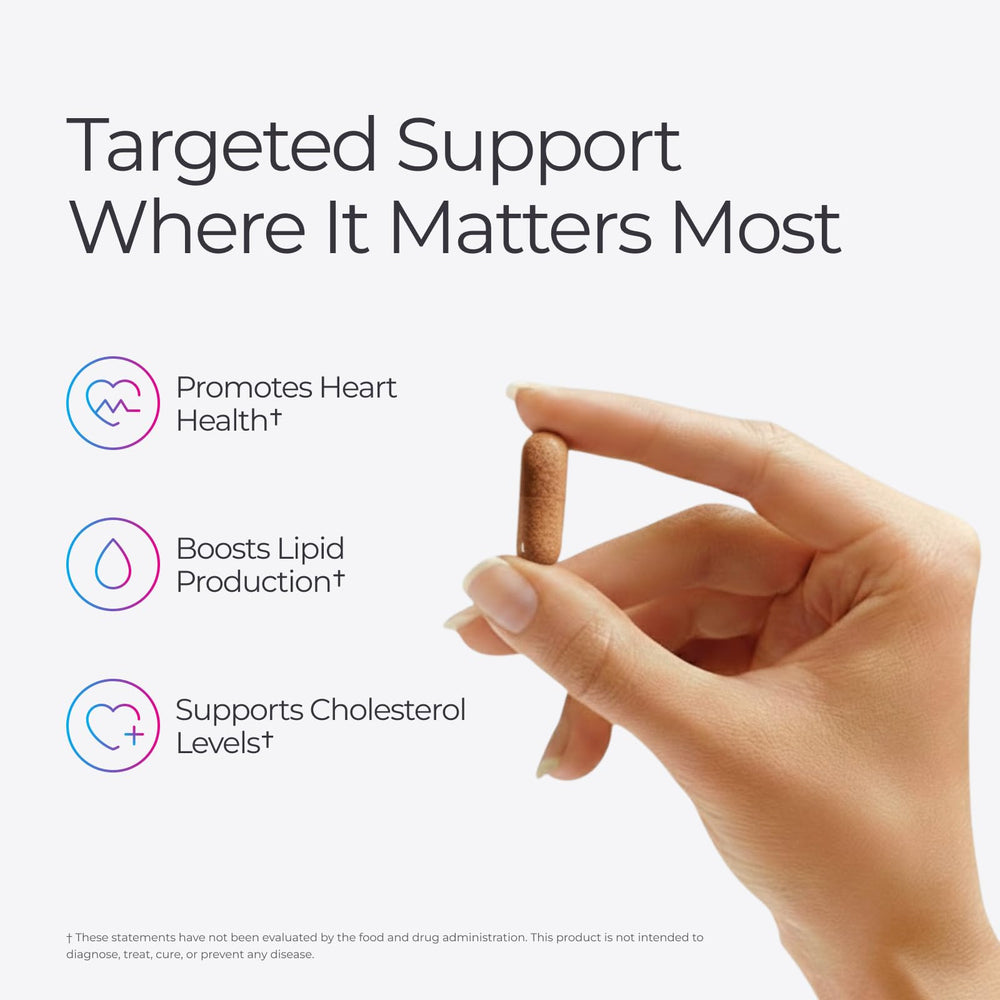 Livingood Daily Cholesterol Support garlic capsules emphasize antioxidant support for heart health.
