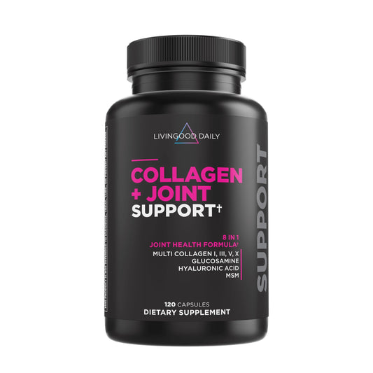 Livingood Daily collagen joint support bottle front showing branding and packaging
