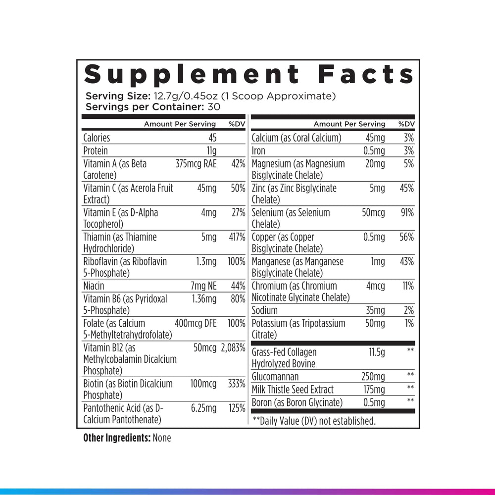 Livingood Daily Collagen + Multi flavors display: Unflavored, Chocolate, Vanilla.