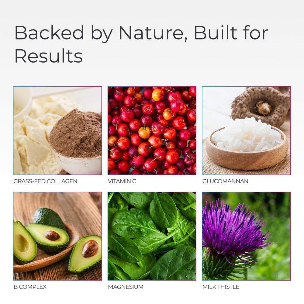 Livingood Daily Collagen + Multi smoothie glass shows seamless blend.