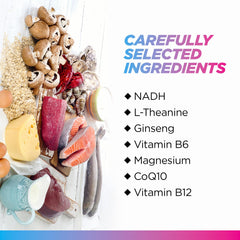 Livingood Daily Energy Support label close-up highlighting CoQ10, ginseng, and B vitamins.