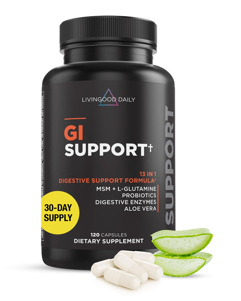Livingood Daily Gut Cleanse bottle with 120 vegetarian capsules for daily gut support.