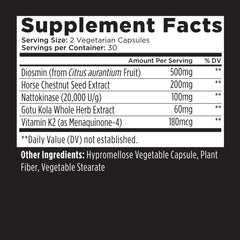 Livingood Daily packaging highlights a vegan, non-GMO formula for vein health.