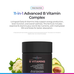 Livingood Daily Vitamin B Complex capsules close-up highlighting vegan capsules.