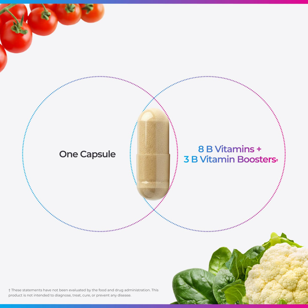 Livingood Daily Vitamin B Complex label shows gluten-free and vegan-friendly formula.