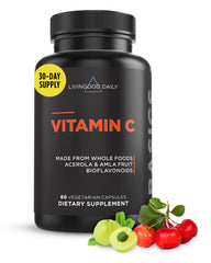 Livingood Daily Vitamin C bottle for easy daily immune support with vegan capsules.