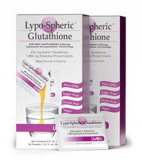 LivOn Liposomal Glutathione bottle with 60 packets for convenient daily use.