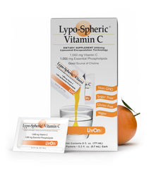 LivOn Lypo-Spheric Vitamin C 1000 mg packet front view for on-the-go daily support.