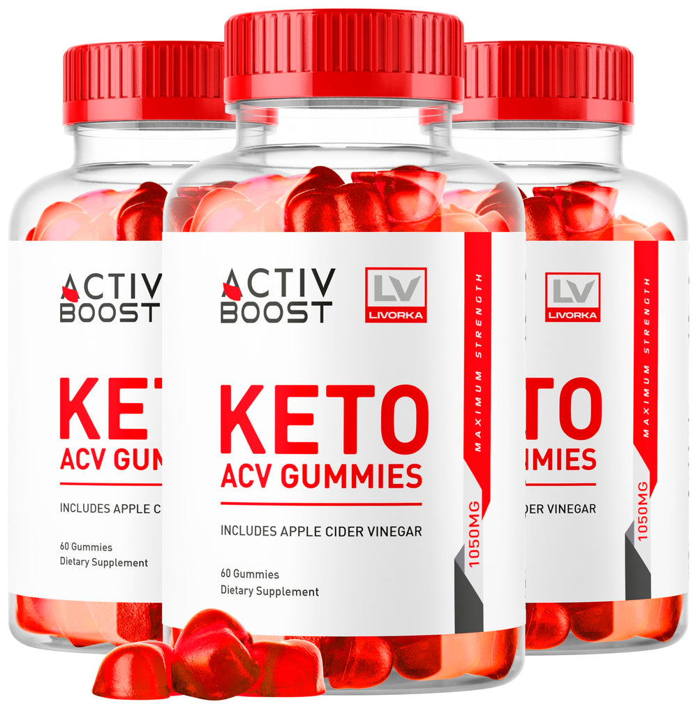 LIVORKA ActivBoost Keto Gummies packshot, convenient 3-pack for a 3-month routine.