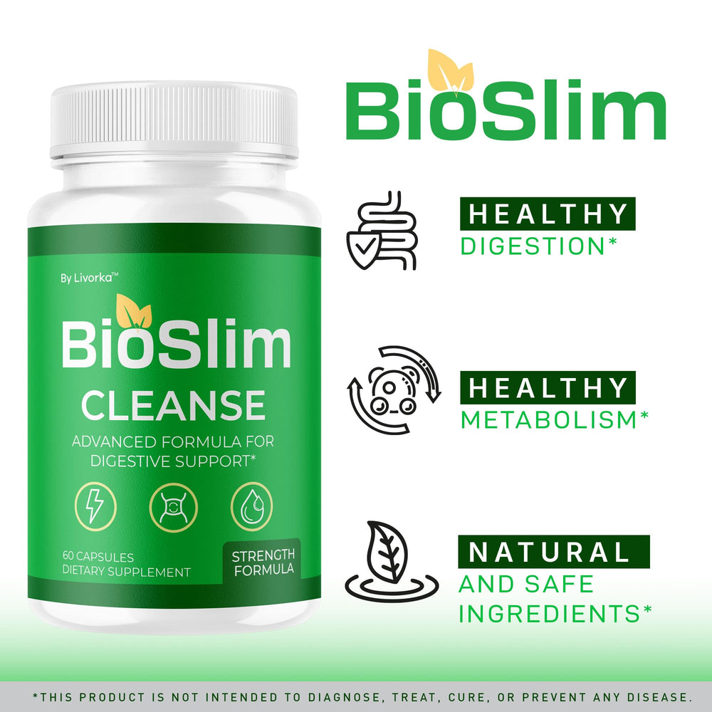 LIVORKA BioSlim Cleanse capsules bottle back showing ingredients and premium formula