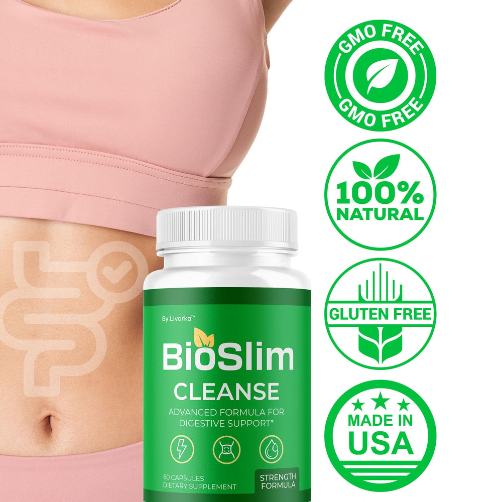 LIVORKA BioSlim Cleanse capsules visual highlighting natural ingredients and gentle approach