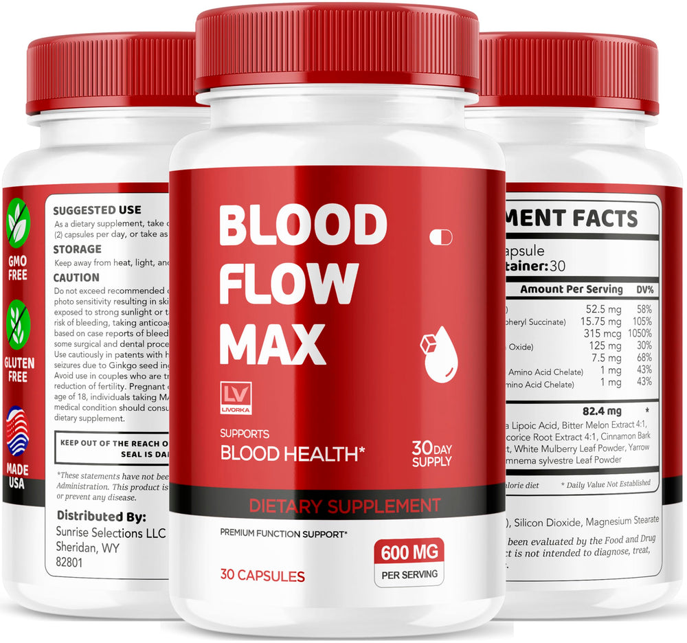 LIVORKA Blood Flow Max storage area illustrates tidy pantry-friendly packaging