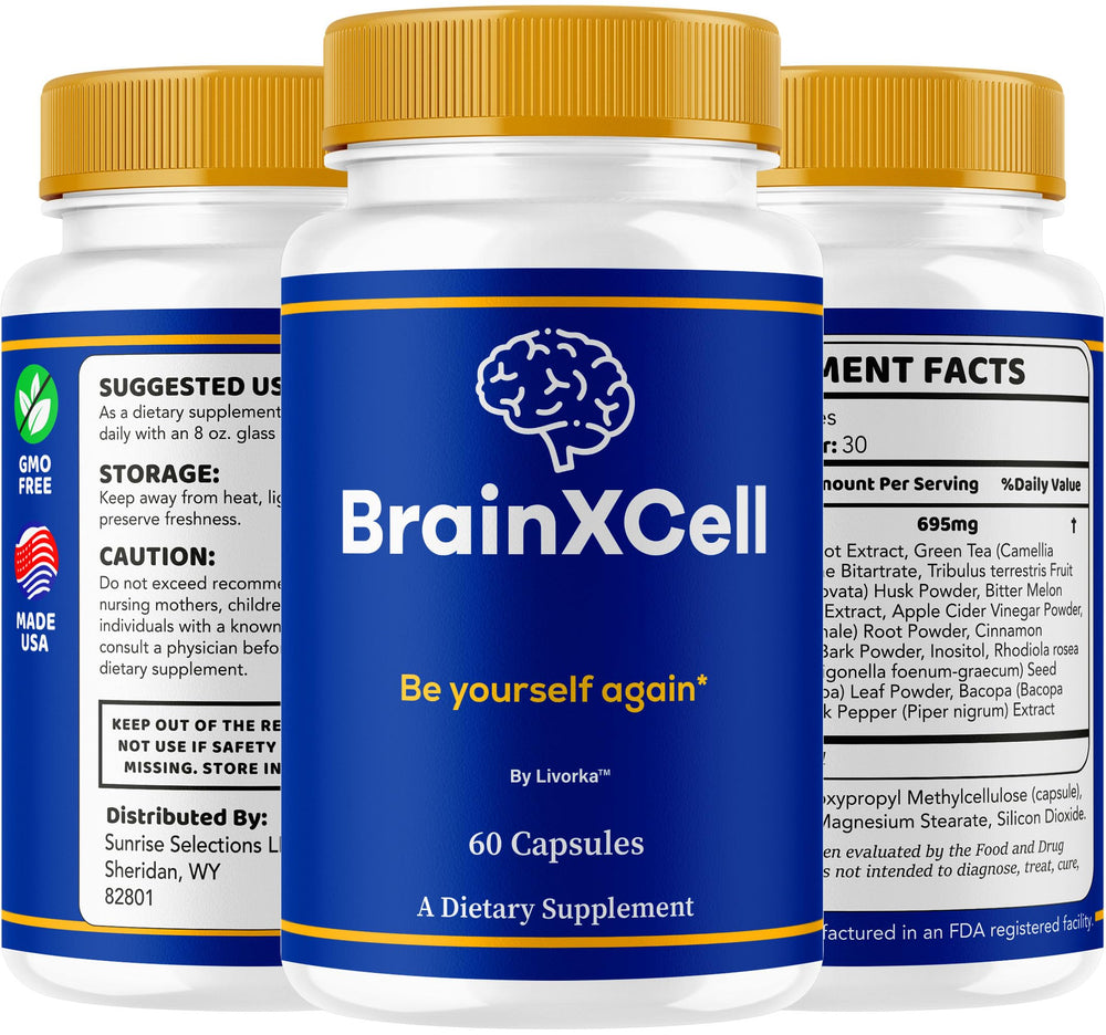 LIVORKA BrainXCell capsules front-angle – reliable daily companion for mental clarity.