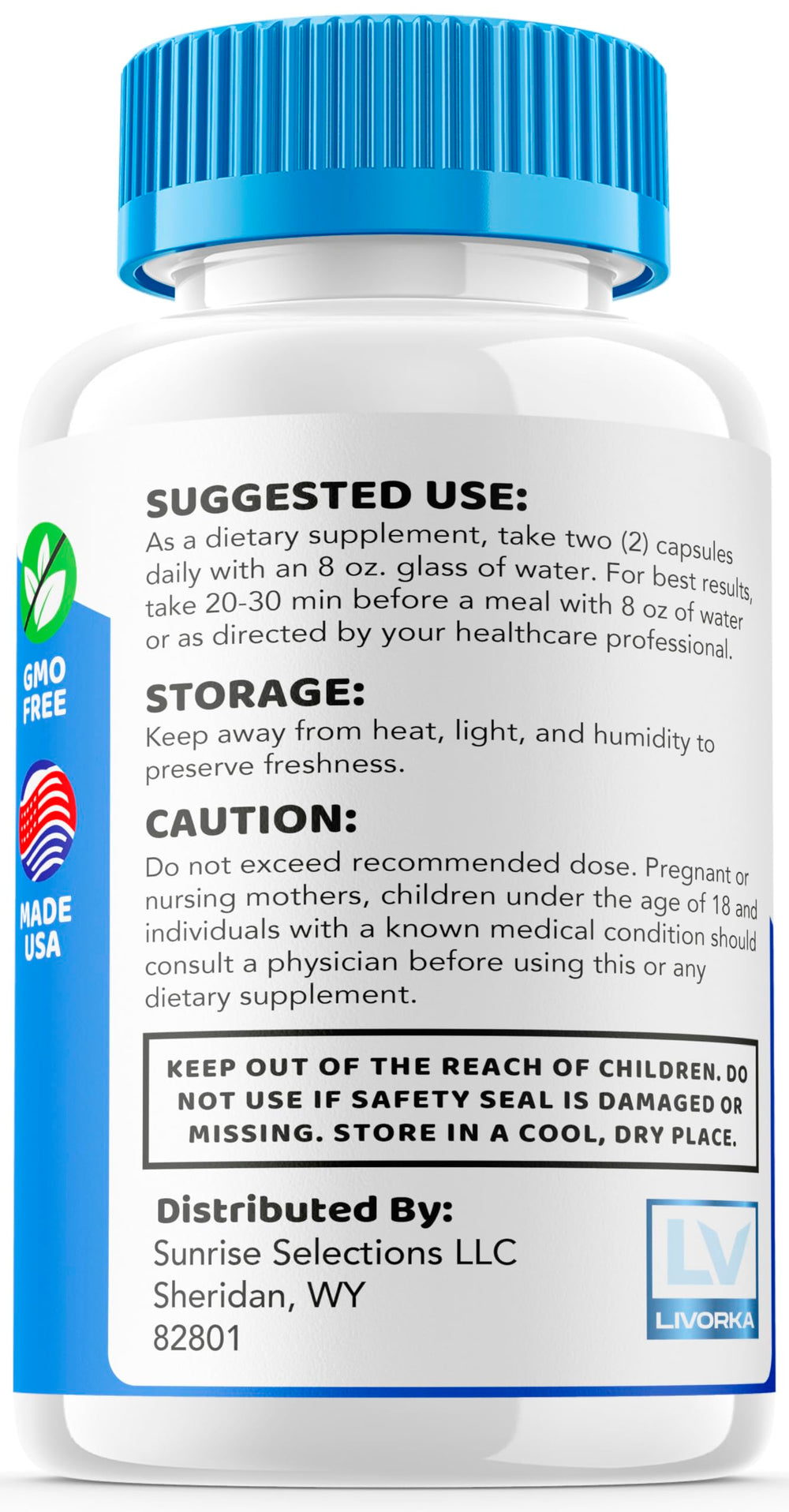 LIVORKA Cognicare Pro ingredients list on label.