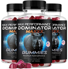 LIVORKA Dominator Maxxx gummies bottle on table promotes daily wellness.