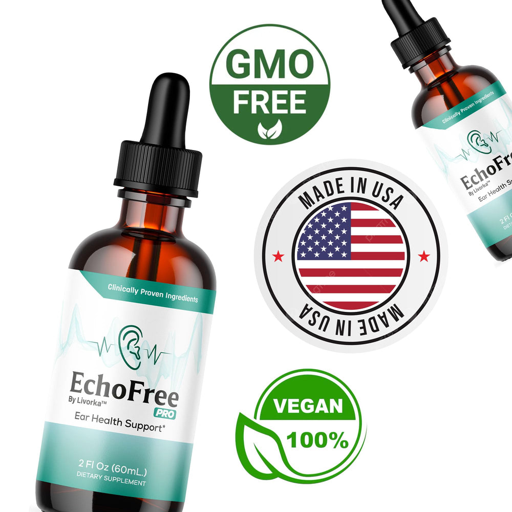 LIVORKA EchoFree label closeup communicates natural formulation and premium branding.