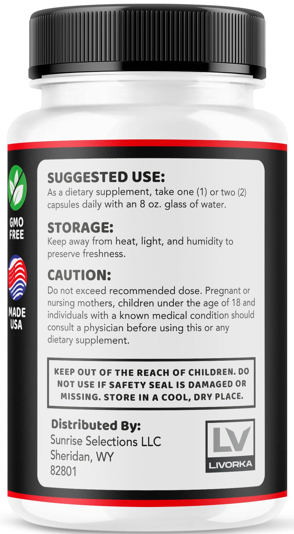 LIVORKA Eros Power capsules serving size image for easy daily dosing.