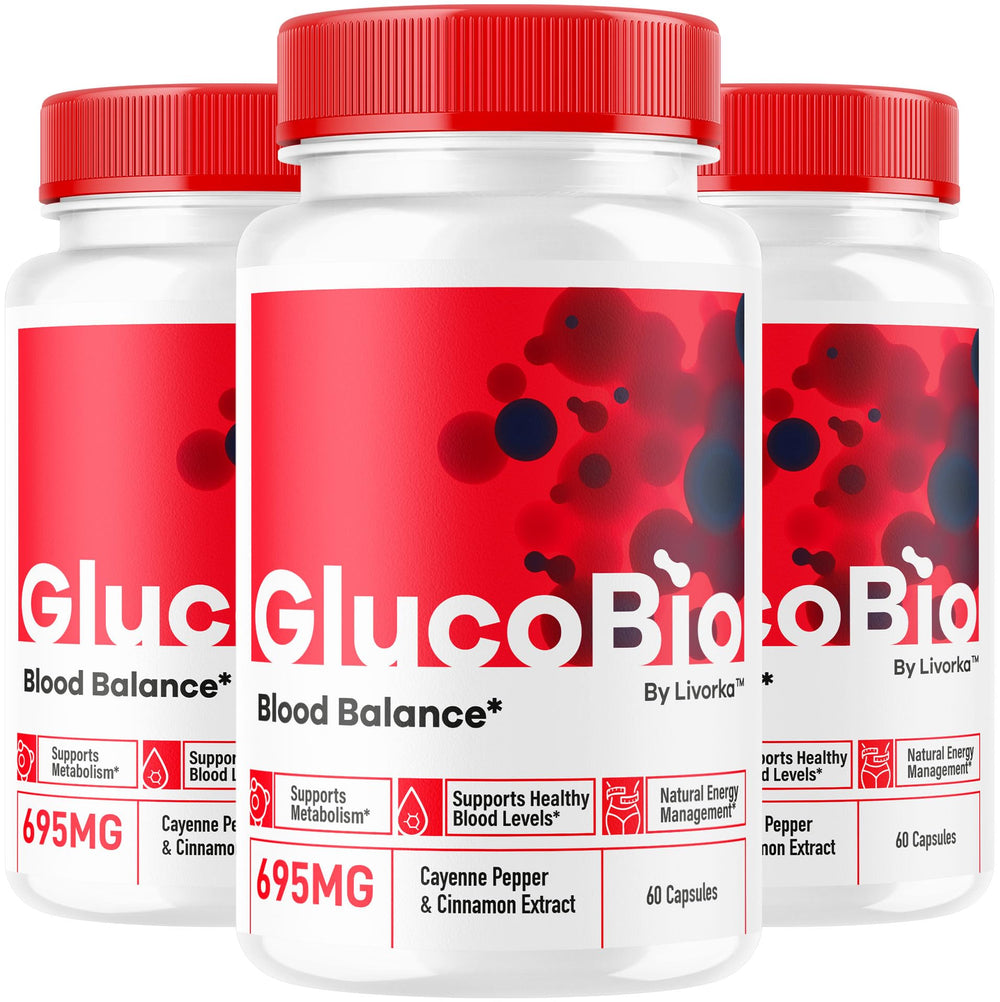 LIVORKA GlucoBio capsules pack front showcasing the advanced formula for daily wellness.
