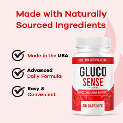 LIVORKA GlucoSense ingredients panel indicating natural components.