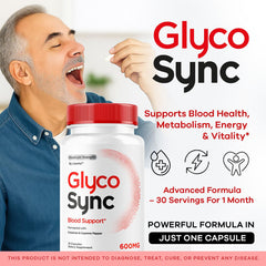 Close-up of Glyco Sync capsules showing easy daily dosage for energy.