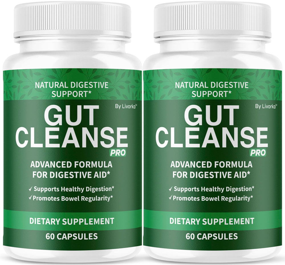 LIVORKA Gut Cleanse Pro bottle pair emphasizing daily wellness support.