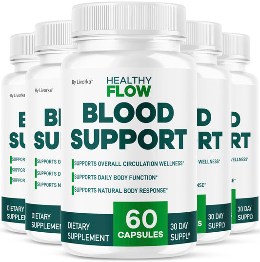 LIVORKA Healthy Flow bottle pouring capsules for daily wellness.