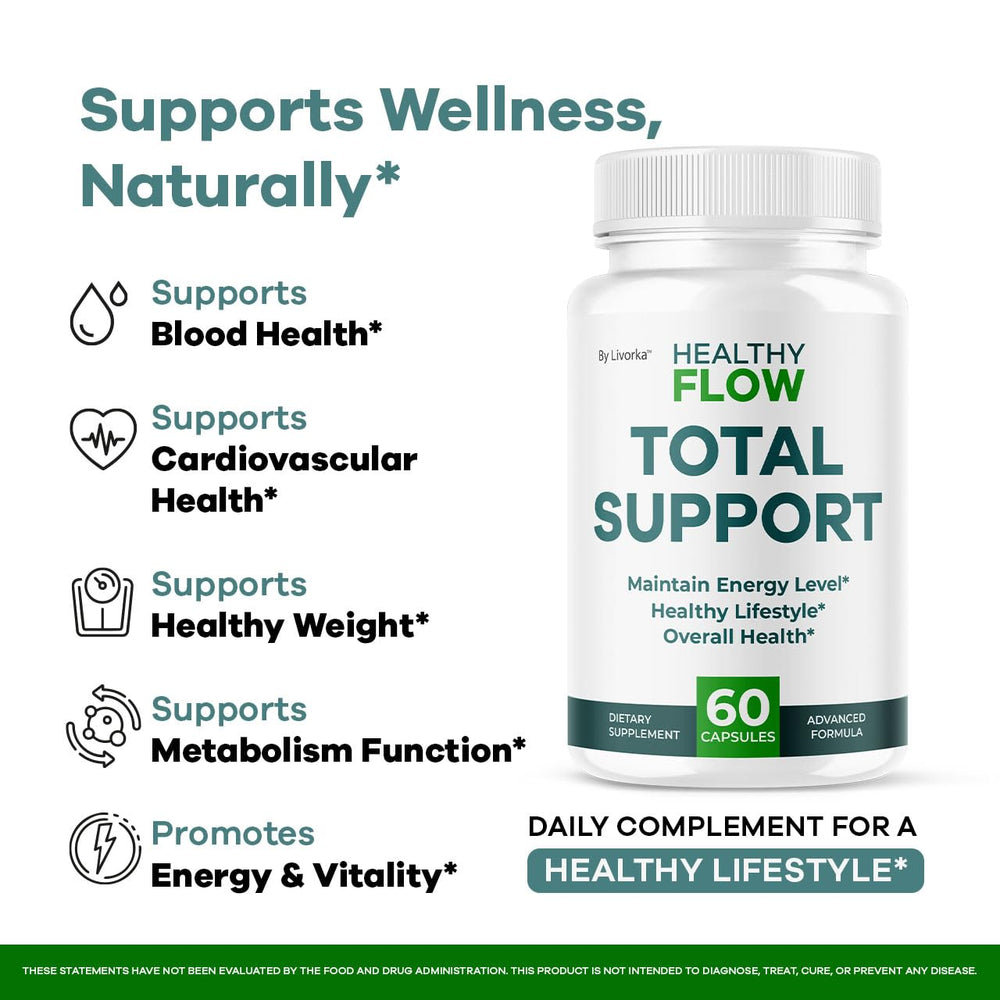 LIVORKA Healthy Flow advanced-formula label emphasizes high-quality ingredients.