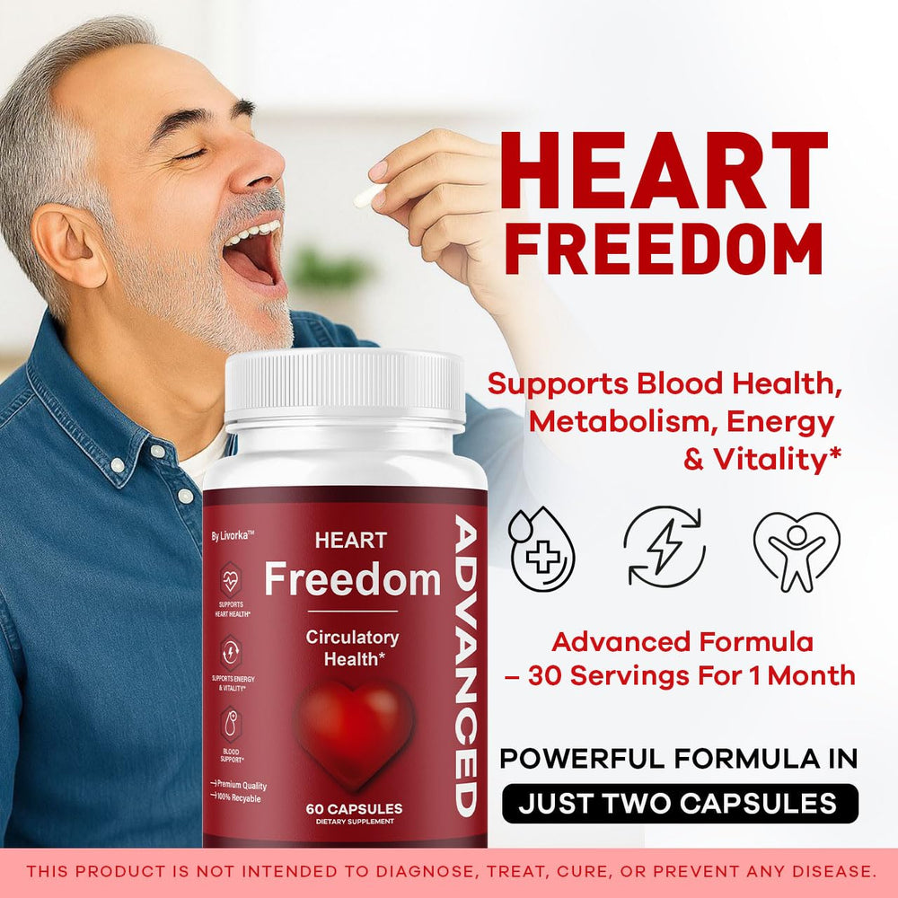 LIVORKA Heart Freedom five-bottles pack emphasizes value for ongoing wellness.