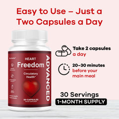 LIVORKA Heart Freedom packaging info highlights three-month supply and all-natural formulation.