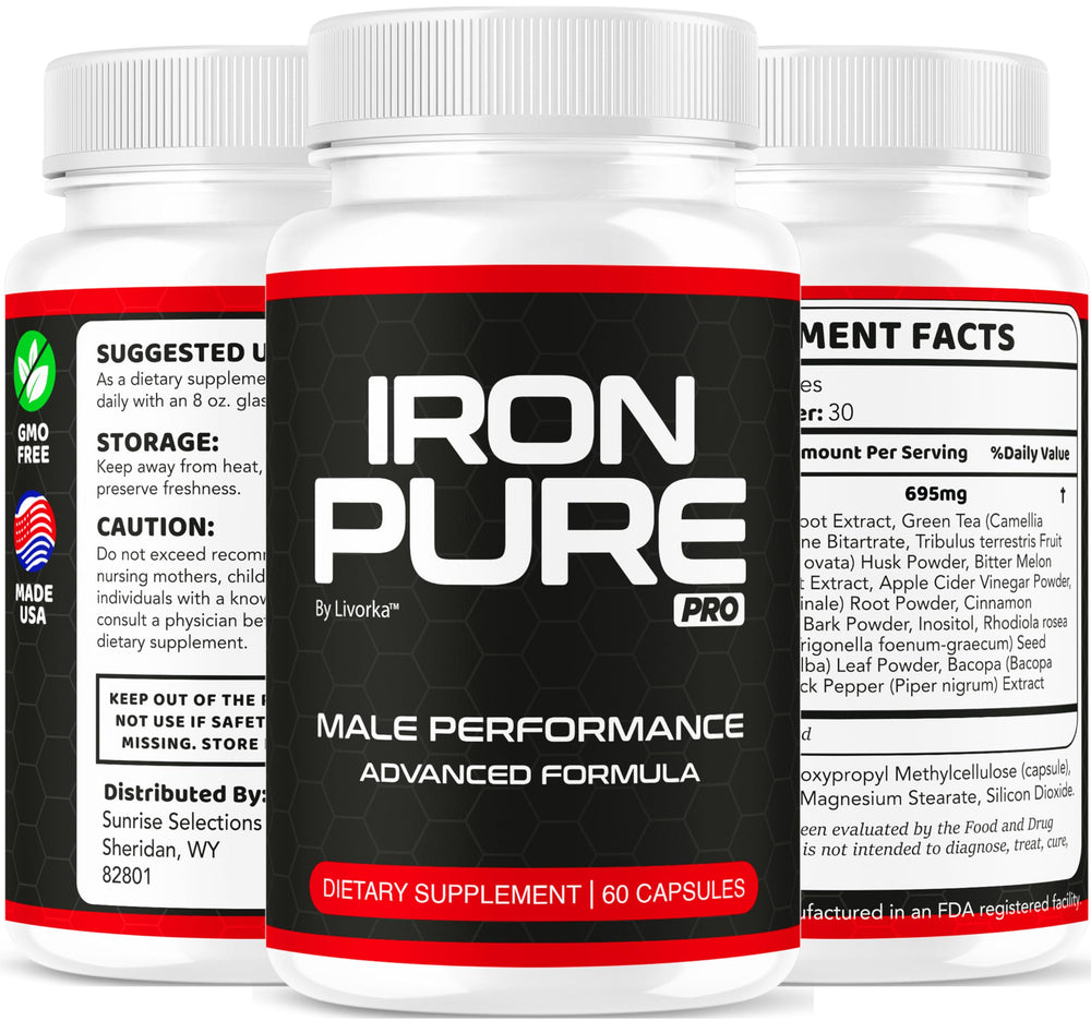 Ingredients panel of LIVORKA Iron Pure Pro highlighting natural blend