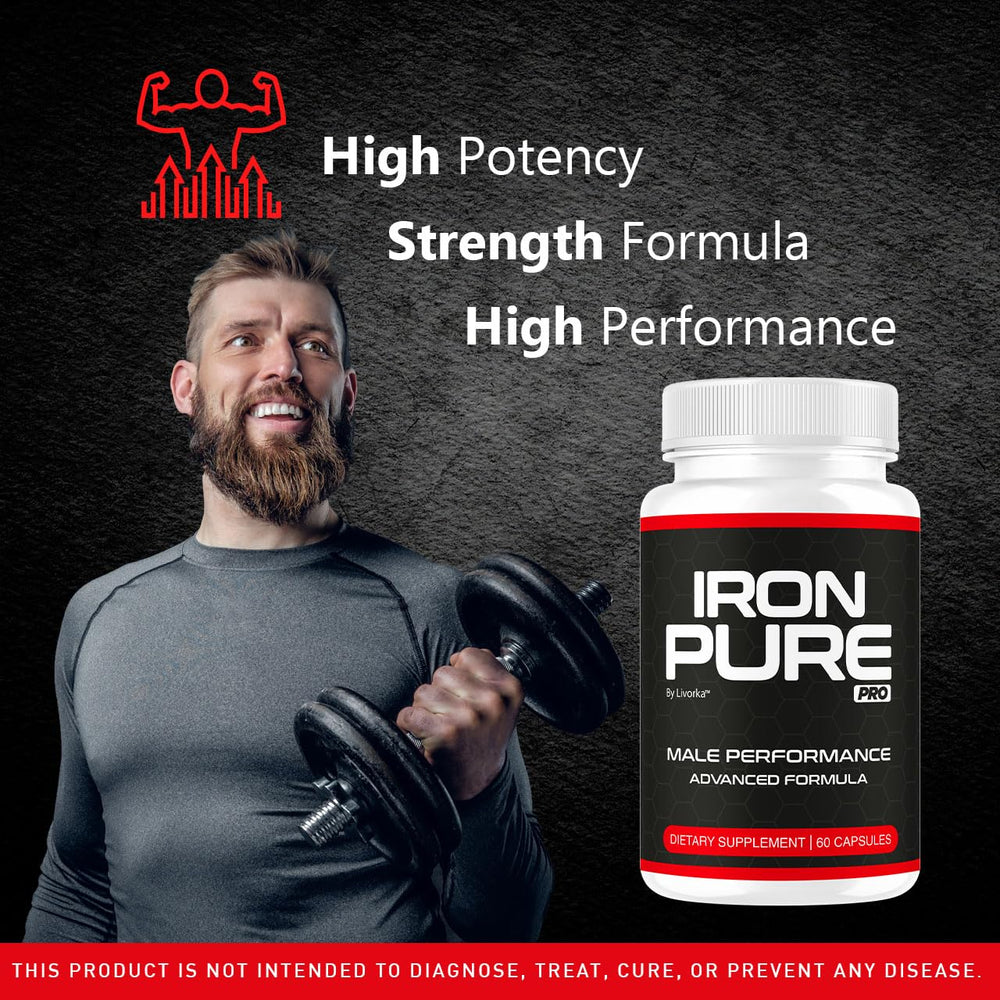 Detail of LIVORKA Iron Pure Pro label emphasizing natural formulation