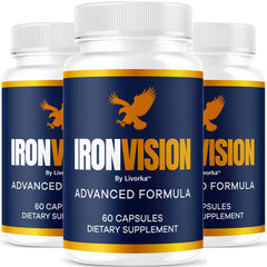 LIVORKA Iron Vision bottle with capsules for daily eye wellness support.