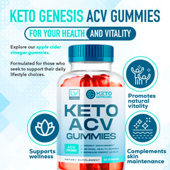 LIVORKA Keto Genesis ACV Gummies 3-pack back view showing nutrition facts and usage.
