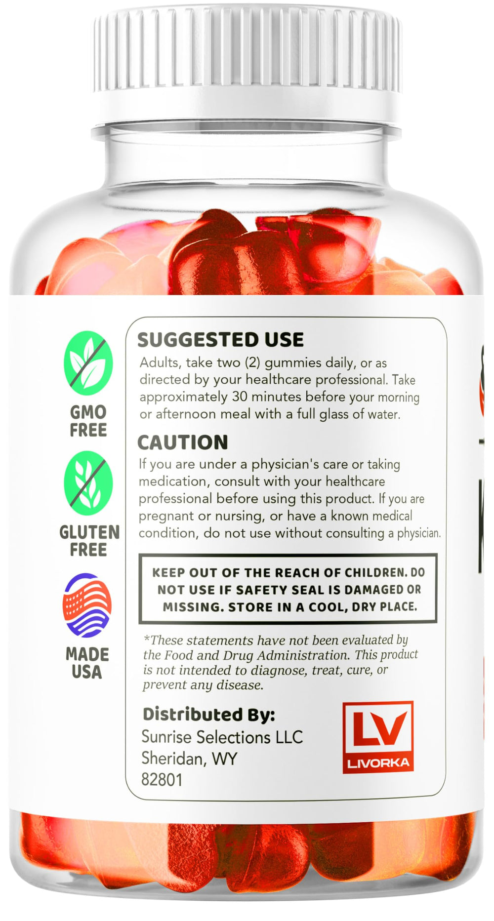 LIVORKA Keto Lean ACV Gummies ingredients close-up featuring natural blend.